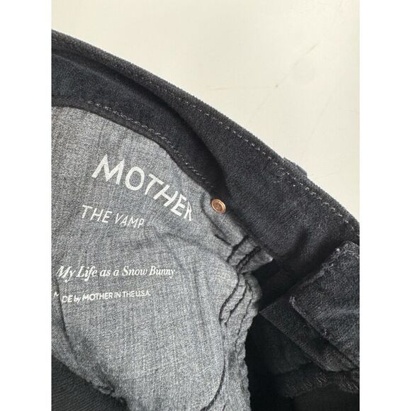 MOTHER Sz 27 THE VAMP MY LIFE AS A SNOW BUNNY BLACK VELVET JEANS - Picture 6 of 6